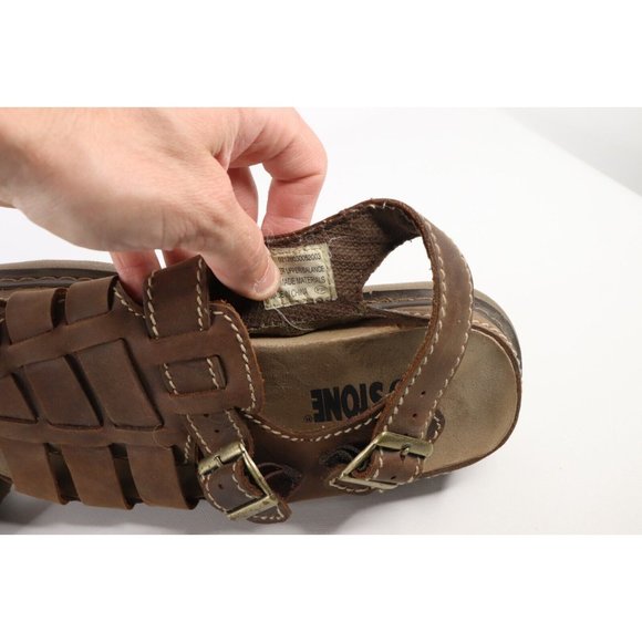 Vintage Streetwear Grunge Mens 8 Chunky Platform Fisherman Leather Sandals Brown